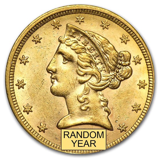 $5 Liberty Gold Half Eagle AU (Random Year) $5 Liberty Gold Half Eagle AU (Random Year)